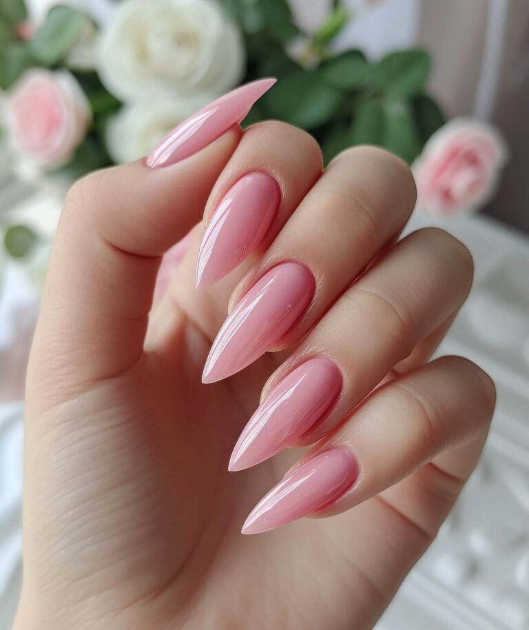 Artificial nails with a soft pink finish at Ivory Nail Boutique, Victoria BC